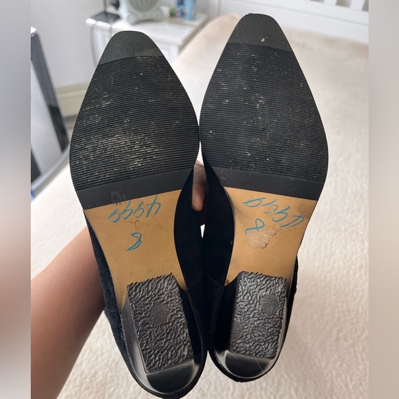 Vintage Black Suede Over-the-Knee Boots 8 - Picture 5 of 12